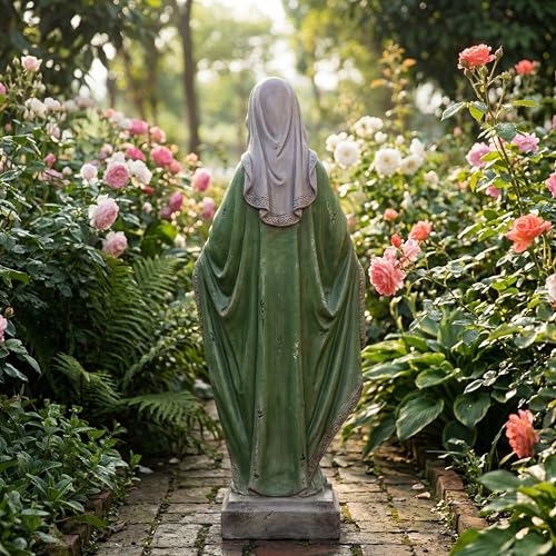 Virgin Mary Statue, 31.1'' H Outdoor Statue - color: Gray Green Virgin Mary(31.1 Inch)