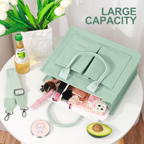 LHMTQVK Canvas Tote Bag for Women, Work & Bible Study Handbag - color: Green