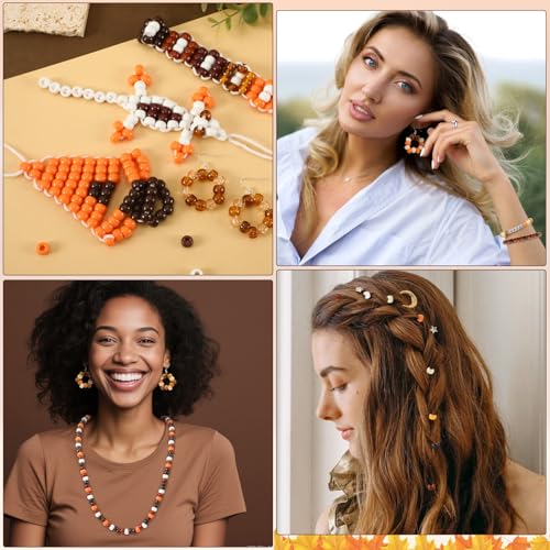 UPINS 1200 Pcs Brown Pony Beads for Jewelry Making Neutral Color Kit - color: Tan Brown Yellow White Glitter