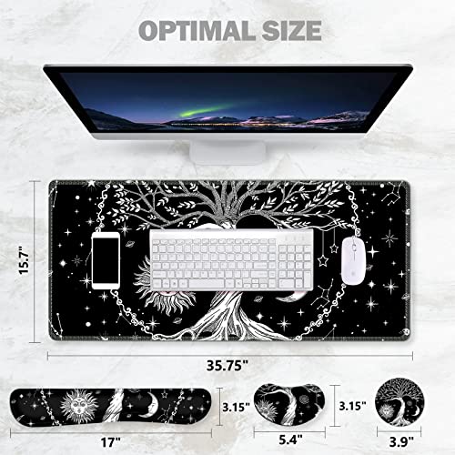 ToLuLu Extended Gaming Mouse Pad, Memory Foam Keyboard Mouse Wrist Rest - color: Moon & Sun