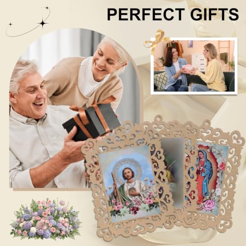 Our Lady of Guadalupe Wooden Picture Frames with Organza Gift Bags Baptism Favors - color: Our Lady of Guadalupe