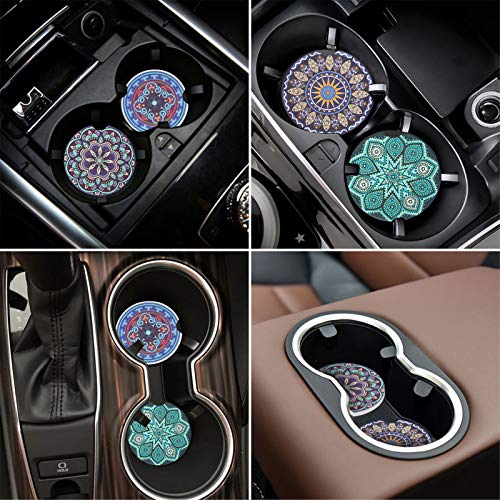 Vaincre 4 Pack Ceramic Mandala Car Coasters