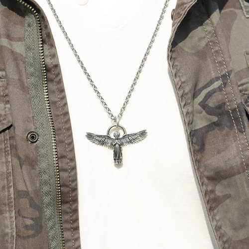 New 2026 Unisex Fashion Silver Color Guardian Angel Pendant Necklace Men And Women Personality Prayer Couple Gift Decoration Jewelry Luxury With You Accessories Trendy Best For