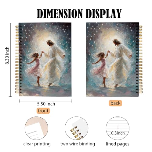 bitCNY Jesus and Girl Notebook – Christian Spiritual Art Journal for Women and Teens, 8.3x5.5 Inches Religious Faith Notebook 402 - color: white-Jesus and Girl