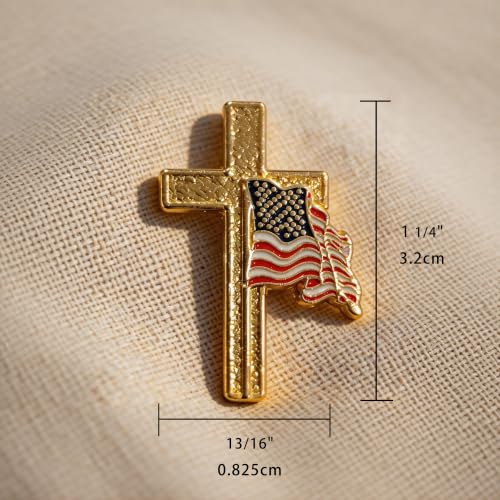 1/3/12/25/50 Pack American Flag Cross Pins, Patriotic Pin for Men & Women
