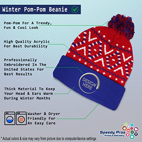 Pom Pom Beanies for Women Faith Christian Cross Embroidery Skull Cap Winter Hats for Men Acrylic 1 Size - color: American X Personalized Text Here