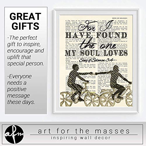 Bible Page, For I Have Found the One My Soul Loves, Song of Solomon 3:4, Christian Art Print, Unframed, Wall Decor Poster, Wedding gift, 8x10 Inches