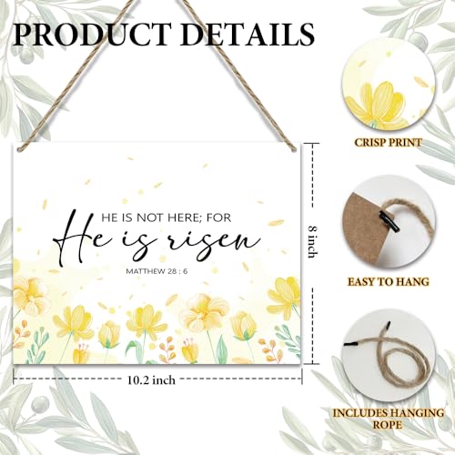 Watercolor Christian Wooden Hanging Sign Bible Verse Wall Decor for Home Office Gifts for Christmas Rustic Religious Hanging Door Wall Signs Floral Inspirational Wall Quote Sign 10x8 inches - JZ022 - color: yellow flower 02