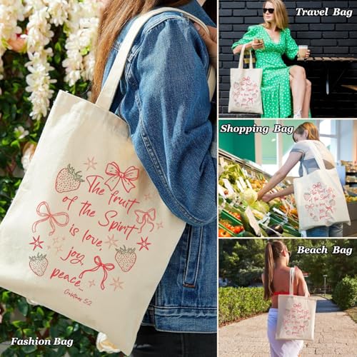 Canvas Christian Tote Bags Bible Canvas Bag Faith Friend Birthday Christian Gifts Graphic Totes Sunday Church Bag - color: 12 Fruit of the Spirit