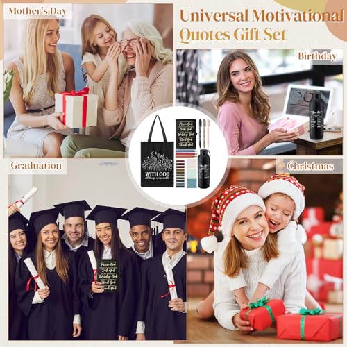 Sayglossy 11 Pcs Christian Gifts Set, Tumbler Notebook Bag Pens, Black - color: Black