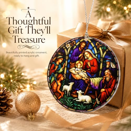 Christmas Nativity Scene Ornament with Mary Joseph and Baby Jesus, Christmas Tree Nativity Scene Hanging Ornaments 2026, Religious Gifts for Christian & Family, The Birth of Jesus Decor - color: Nativity 2