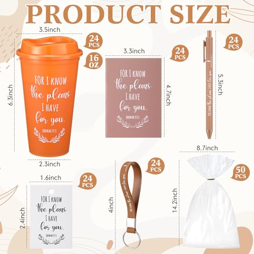 Willinglong 24 Set Christian Gift for Women Men Cup Notebook Pen Keychain