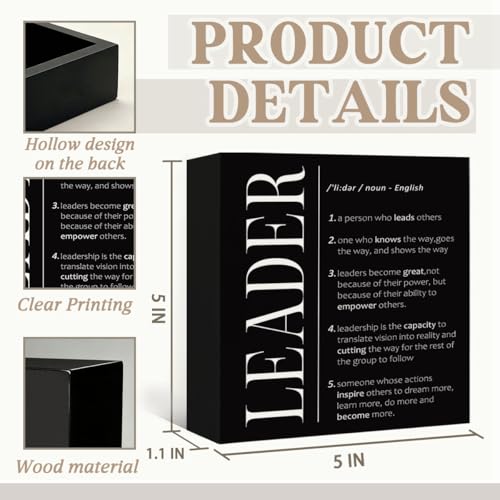 Leader Gifts Sign, Boss Mentor Supervisor Manager Gifts for Women - color: Black-Leader-5x5