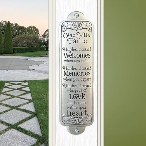 Abbey + CA Gift Home Blessing Entryway Wall Plaque, Religious Metal Home Decor Housewarming Gift, 6"H (Céad Mile Failté(Silver)) - color: Céad Mile Failté(Silver)