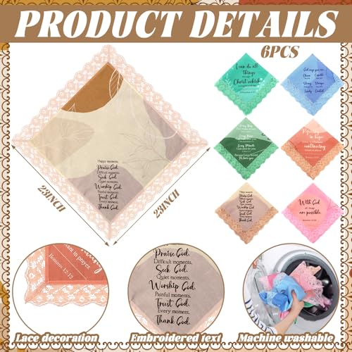 6 Pcs 23'' Church Lap Scarf for Women Christian Handkerchief, Bible Verse - style: Bible Verse