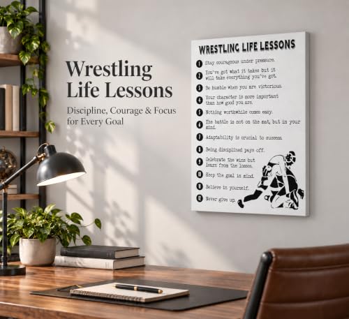 Inspirational Wrestling Life Lessons Canvas Wall Art 12x16in - color: Wrestling-Canvas, size: 16"L x 12"W