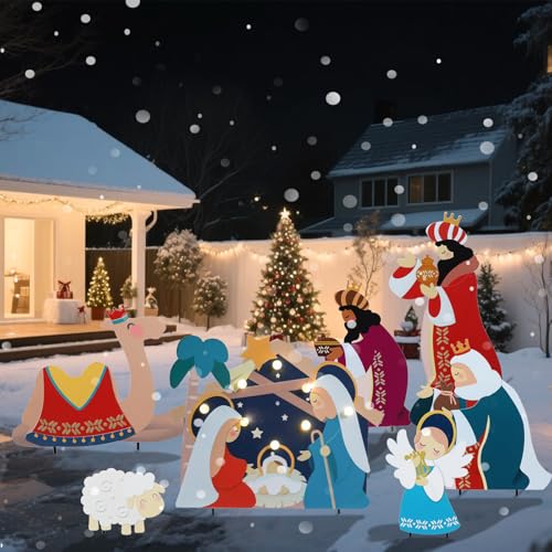 WONDER GARDEN Christmas Nativity Yard Stakes,7 Pack Outdoor Garden Decor