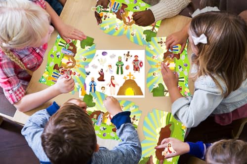 FaCraft Easter Crafts for Kids Religious Gifts Make an Easter He Lives Sticker Scenes 24pcs Jesus Resurrection Stickers for Classroom Party Games Bible Christian Sunday School Crafts - color: Multi-6