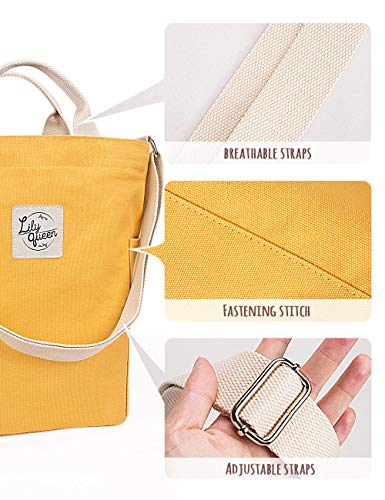 Lily queen Women Canvas Tote Handbags Casual Shoulder Work Bag Crossbody - color: Yellow