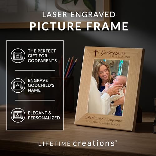 Godmother Gifts, Personalized Picture Frame 5x7 Vertical Engraved Wood - color: Custom - Godmothers, size: 5" x 7" Portrait