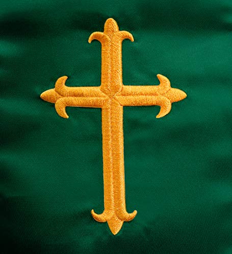 IvyRobes Unisex-adult's Satin Clergy Stole with Embroidery Cross 90"-4 Colors Available - color: Emerald