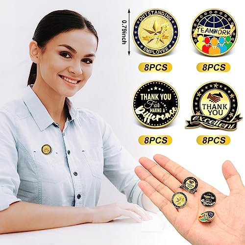 Lyrow 32 Pcs Employee Appreciation Lapel Pin 4/5 Inch Motivational Excellence Enamel Recognition Pins for Employee Staff Team Gift(Novel Color) - color: Novel Color