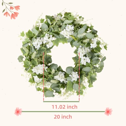 YNYLCHMX 20" Spring Summer Wreath for Front Door, White Floral Grapevine - color: Grapevines