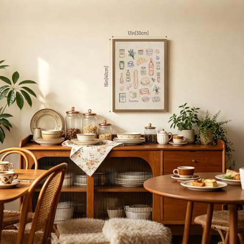 Dynazo Wood Framed French Kitchen Wall Art, Paris Bistro Food and Drink Poster Print, Vintage French Market Wall Decor, Colorful Farmhouse Culinary Illustration for Dining Room Kitchen 12x16 Inch - color: Drink, size: 16"L x 12"W