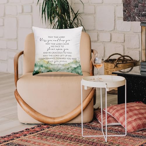 Dibor Christian Mountain Throw Pillow Covers 18x18 in, May The Lord Bless You and Keep You Bible Verse Decorative Couch Cushion Covers, Christian Gifts for Women, Pillow Case for Home Living Room - color: Bless