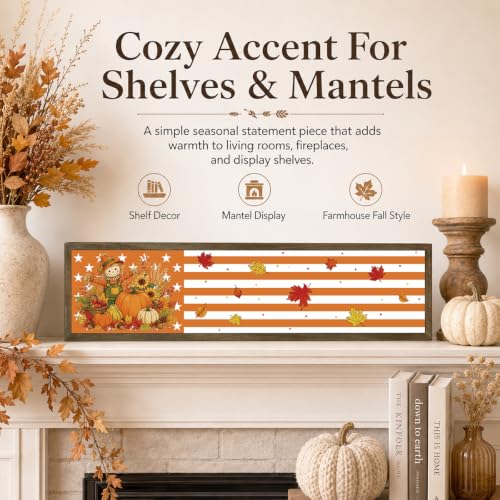 Fall Wall Decoration, Scarecrow Pumpkin Sign Rustic Farmhouse Home Decor - color: Fall Sign 2