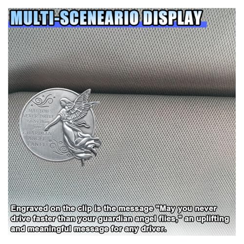 Guardian Angel Visor Clip for Car, Bless Driving Safety Car Accessories, Reads MAY YOU NEVER DRIVE FASTER THAN YOUR GUARDIAN ANGEL CAN FLY, Religious New Driver Presents for Family, Friend (1PCS) - size: 1PCS