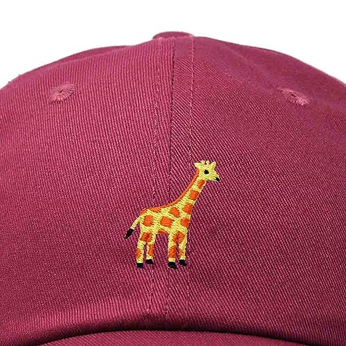 DALIX Giraffe Embroidered Dad Hat Cotton Baseball Cap Women - color: Maroon
