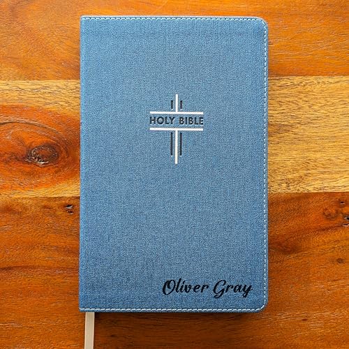 SacredBound Personalized NIV Bible for Teens – Engraved Name Thinline Blue LeatherSoft | Teen Bible Gift, Compact, Red Letter, Comfort Print (Name Only)