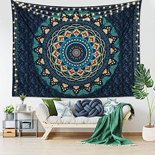 Edeesky Boho Mandala Tapestry Aesthetic Wall Hanging Psychedelic Hippie Butterfly Tapestries Vintage Wall Art Home Decor for Bedroom,Living Room,Dorm(Green) - color: Mandala Tapestry -Green, size: 59"L x 51"W
