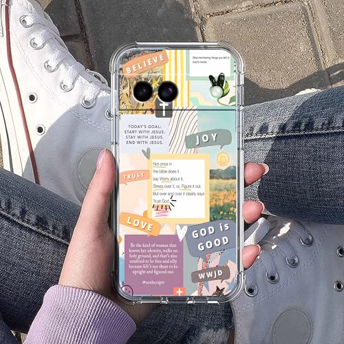 Christian Quotes Bible Motivational Words Collage Pattern,Soft TPU Bumper Phone Case for Google Pixel 8a - size: Google Pixel 8a