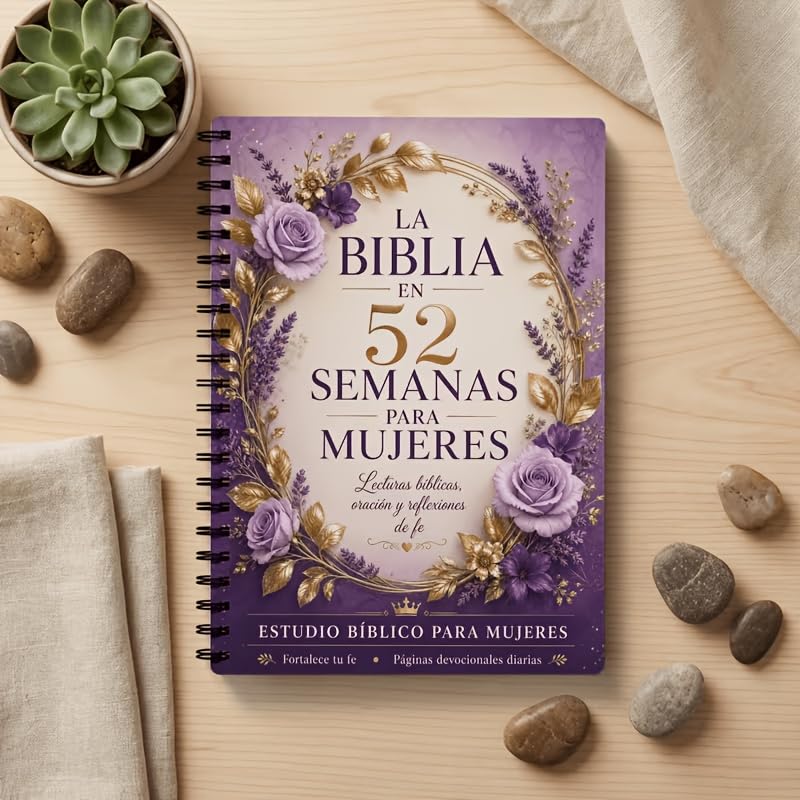 52-Week Spanish Bible Study Planner for Women – Floral Cover Scripture Journal, Weekly Reading Log & Devotional Notebook, Portable Christian Diary for Spanish Learners
