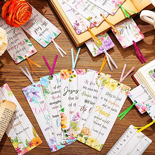Chinco 120 Pack Bible Verse Bookmarks Inspirational Scripture Christian Book Markers Religious Motivational Encouragement Flower Page Clips Presents for Women Office Supplies - style: Elegant Style