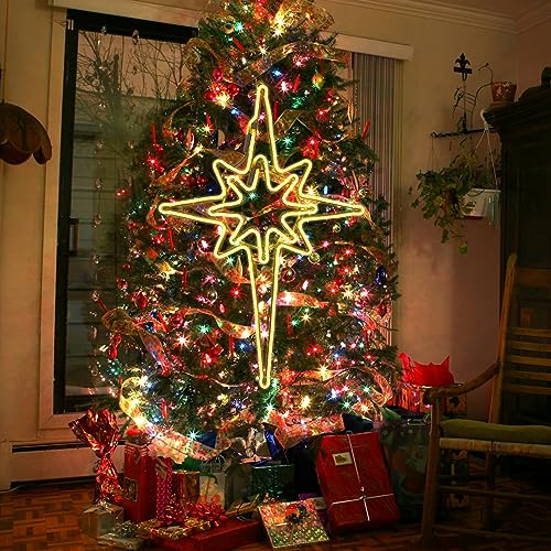Large Star of Bethlehem Outdoor Lights, 25"x16.5", 408 Warm White LED, Christmas Decorations, Nativity Scene, Yard, Porch - size: Large 25" 408LED Warm white