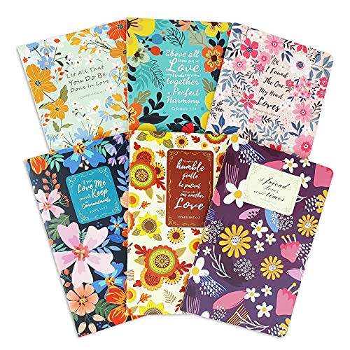 ANZON MORIES 6 Packs Floral Notebooks, 80 Pages (40 Sheets Lined), 5"x8"