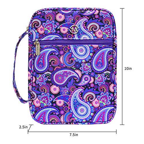 G-LEAF Bible Cover Case/Book Cover, Bible Case for Women Girls, Bible Cover Bags Floral Pattern With Handle Fits for Standard Size Bible, 9.5x6.7x2.5 In - color: Purple Garden