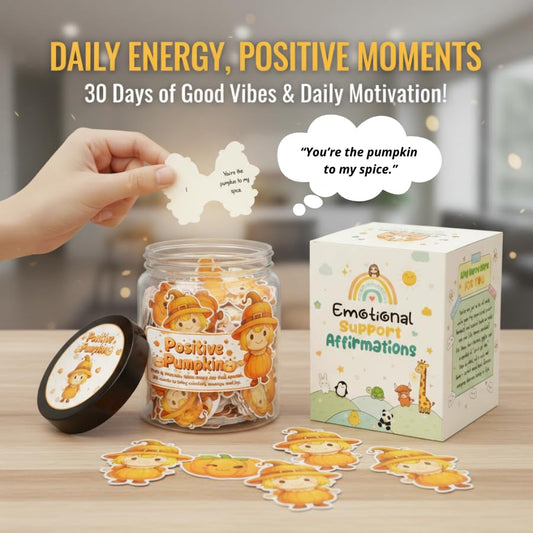 Positive Pumpkin Jar with 60 Daily Affirmation Cards, Emotional Support Pumpkin, Thanksgiving Decorations, Pumpkin Decorations, Pumpkin Gift, Thanksgiving Gifts, Fall Gifts For Women - color: Positive Pumpkin