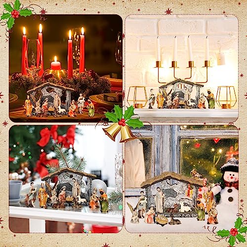 Geetery Cartoon Christmas Nativity Set with Manger Figurines, Simple