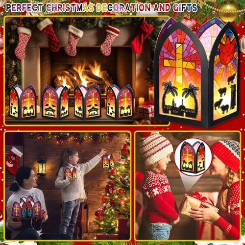 Colarr 24 Sets Christian Nativity Cross Paper Lantern Crafts Kit