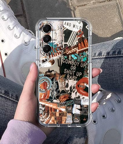 Western Cowboy Cowgirl Case Compatible with Samsung Galaxy A37,Retro Country Art Collage,Trendy Soft Bumper TPU Case,SA37 - color: Cowboy, size: Samsung Galaxy A37