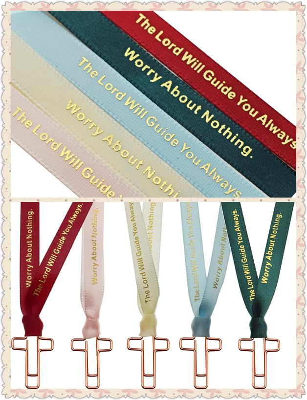 Cross Paper Clips with Ribbons Set. Bible Study Supplies Accessories - color: Rose Gold