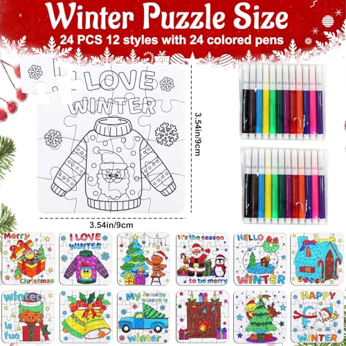 Christmas Crafts Kits Winter Crafts DIY Puzzle for Boys, Girls & Adults, Xmas Arts with Tree Bell Reindeer Santa Claus Star Snowmen Holiday Craft for Party Favors & Gift Bulk Classroom Activities - color: Winter Christmas Colorful