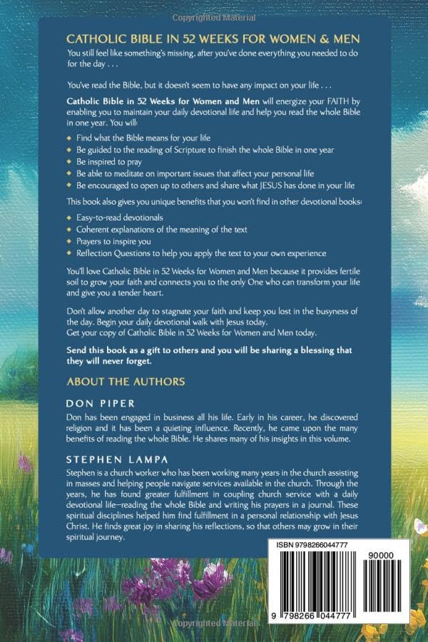 CATHOLIC BIBLE IN 52 WEEKS FOR WOMEN & MEN: Book 1 January to June A Year of Bible Readings, Reflections, Prayers, Questions to Grow Your Faith in JESUS and Guide Your Daily Worship and Devotions