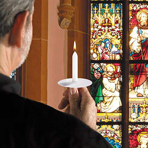 Church Service Ceremony Vigil Devotional Unscented 1/2 x 4 1/4" White Candle with Drip Protector - 50 per Box