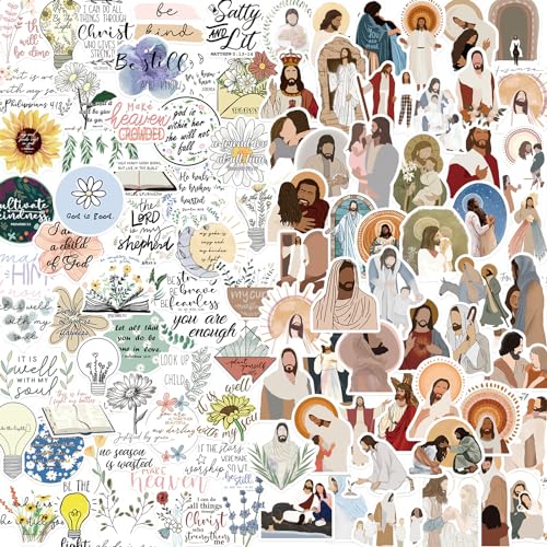 100Pcs Inspirational Christian Stickers for Water Bottles, Bible Verse Faith Stickers Religious Jesus Motivational Stickers for Laptops, Phone Cases, Planners, Journaling, Scrapbooks