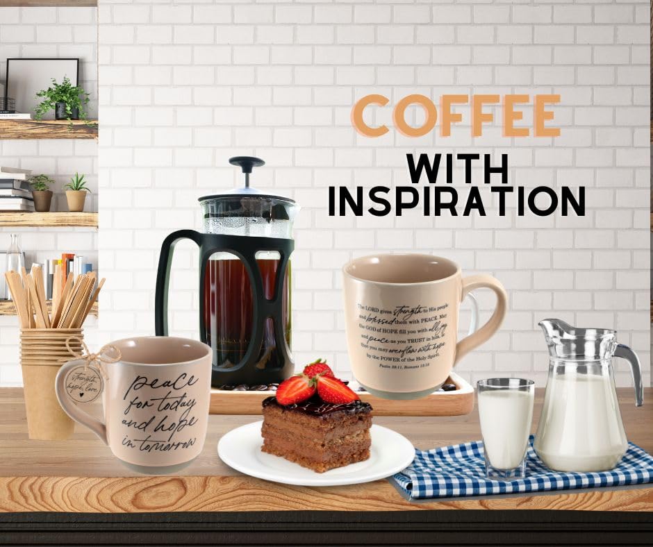 Lighthouse Christian Products Peace For Today - Hope In Tomorrow - Peach 18 Ounce Ceramic Drinking Mug - style: Strength